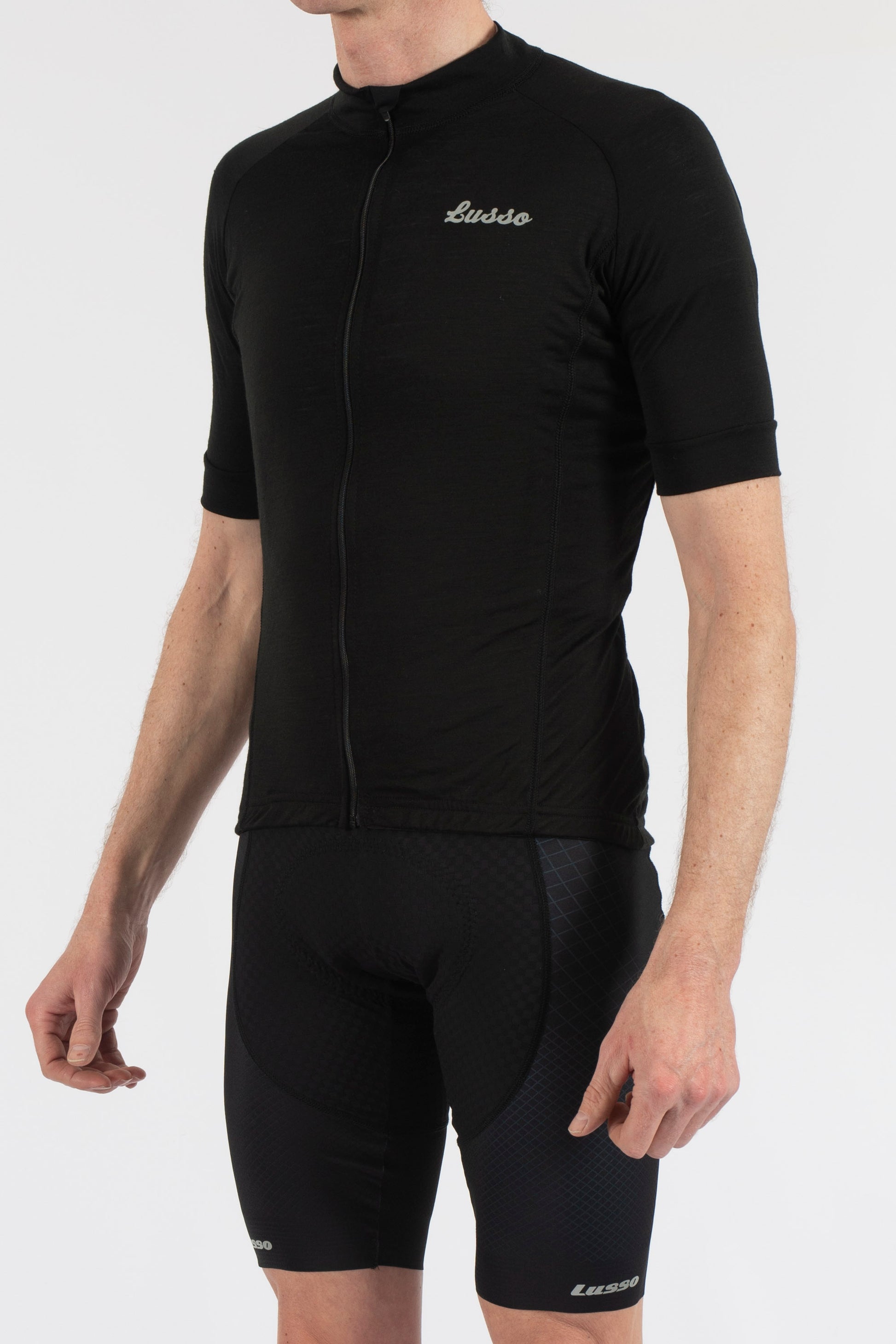Merino Black Short Sleeve Jersey - Lusso Cycle Wear